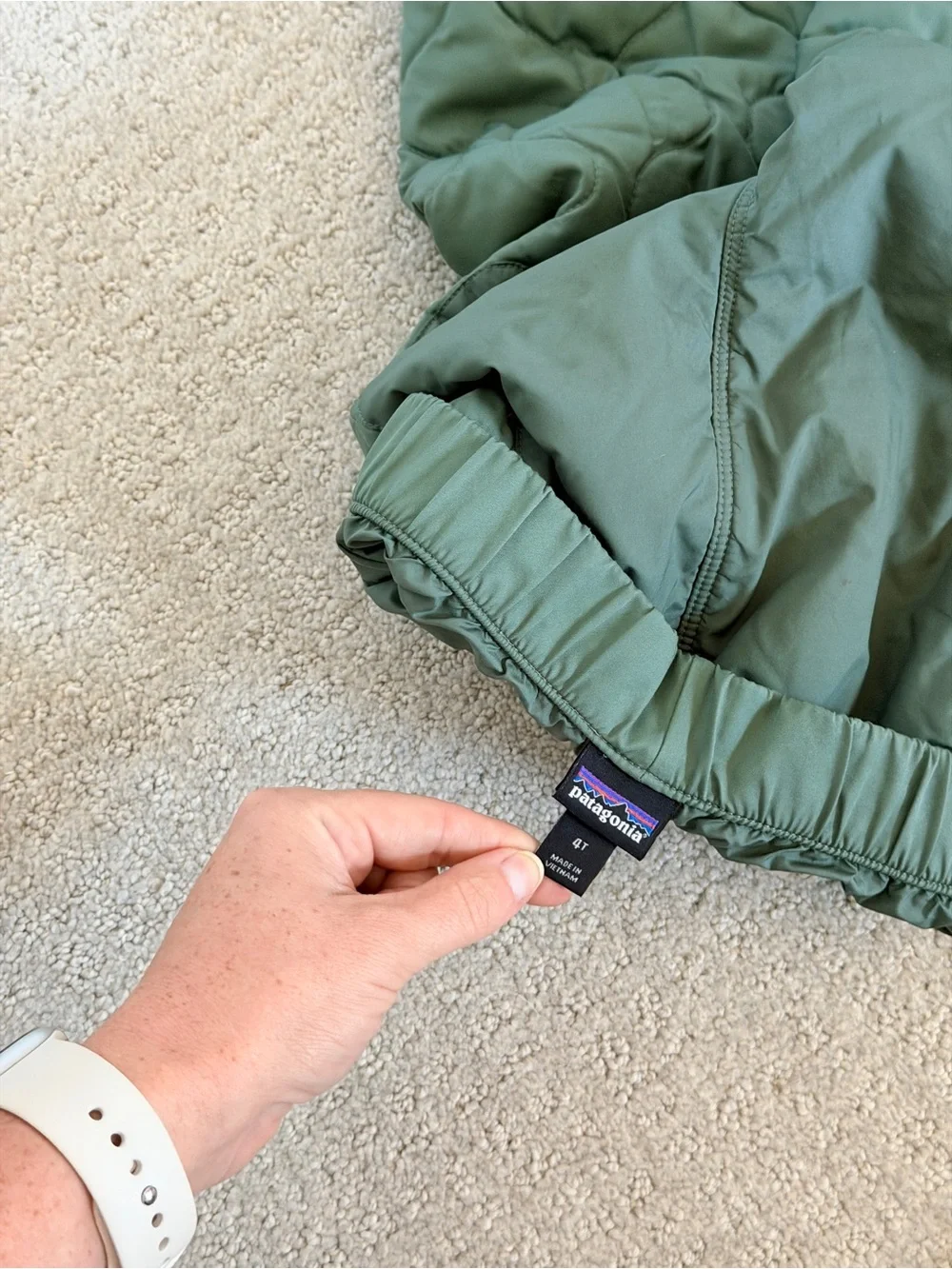 Patagonia Olive Green Quilted Kids Jacket and Snow Pants
